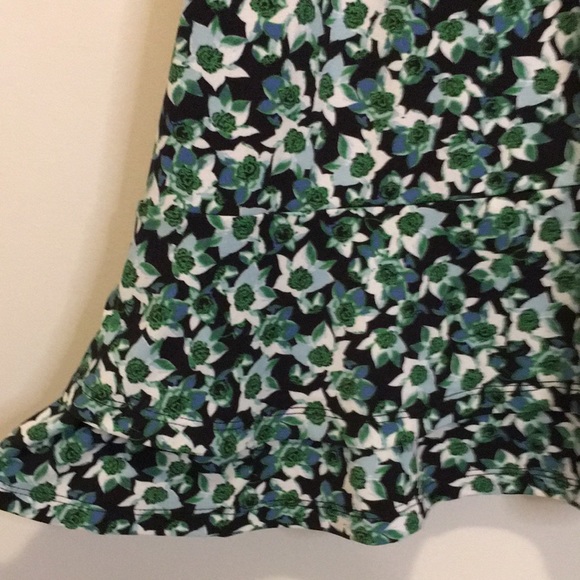 Dex Floral Ruffled Mini Dress Teal Blue Short Sleeve V Neck - Picture 7 of 8